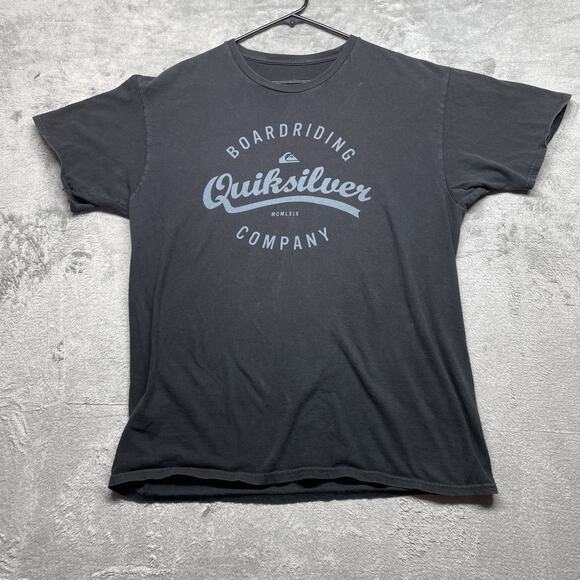 Vintage Quicksilver Shirt Mens Large Faded Black Graphic Short Sleeve Skate Tee - Picture 1 of 5